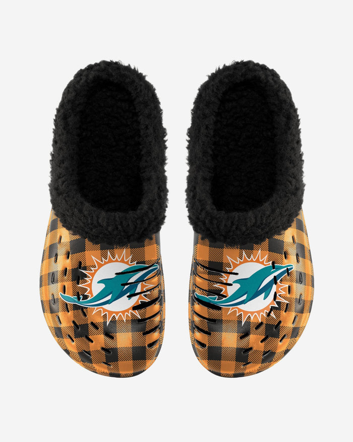 Miami Dolphins Sherpa Lined Buffalo Check Clog FOCO - FOCO.com