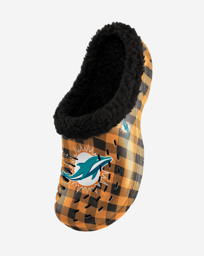 Miami Dolphins Sherpa Lined Buffalo Check Clog FOCO - FOCO.com