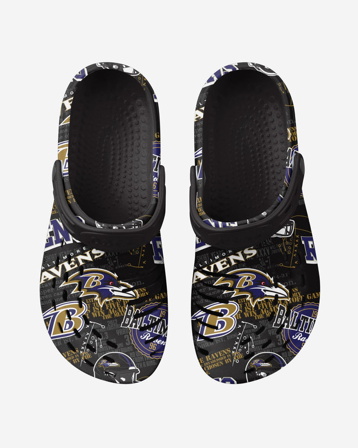 Baltimore Ravens Historic Print Clog With Strap FOCO - FOCO.com