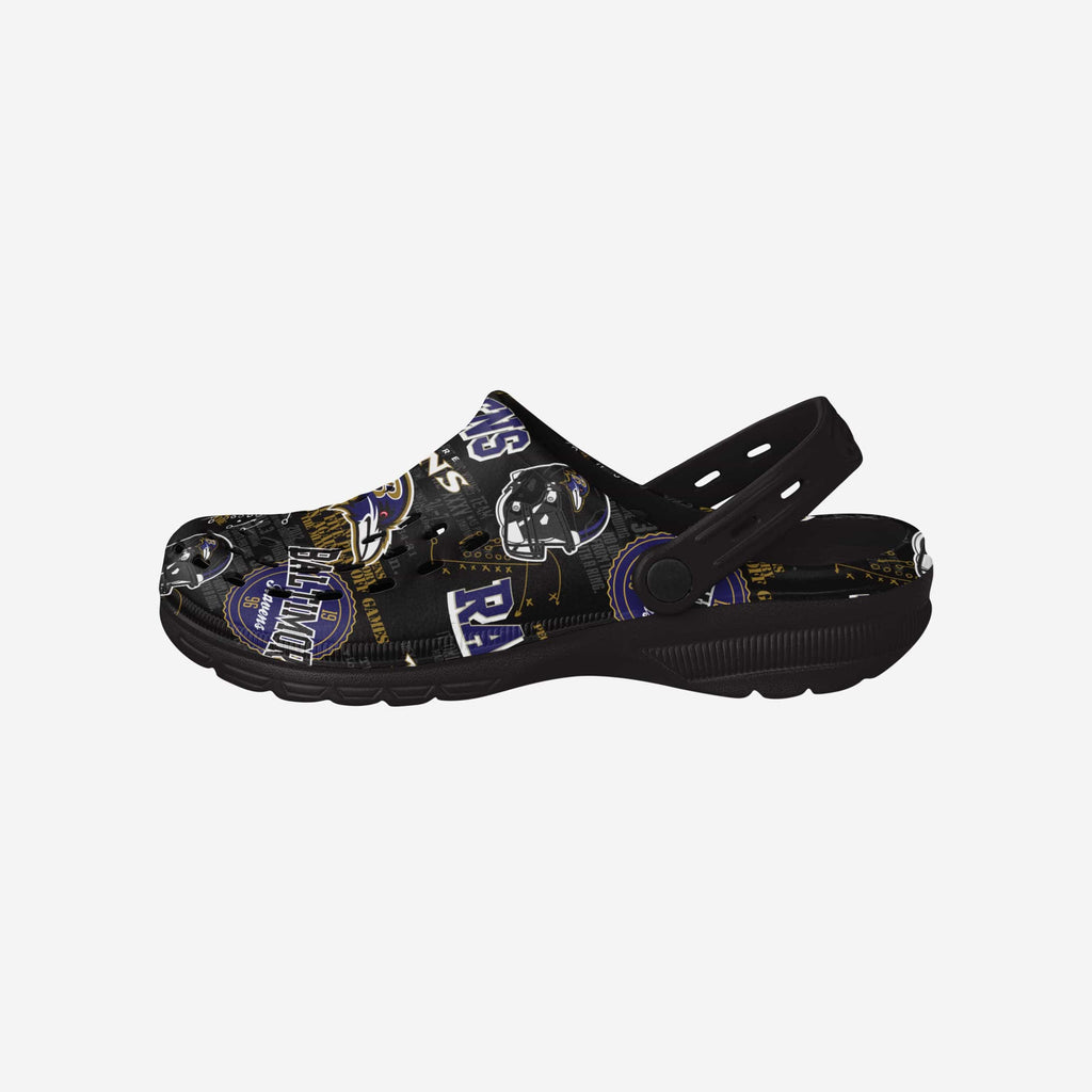 Baltimore Ravens Historic Print Clog With Strap FOCO S - FOCO.com