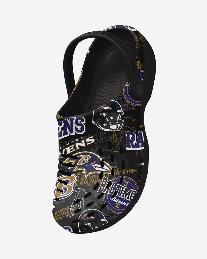 Baltimore Ravens Historic Print Clog With Strap FOCO - FOCO.com