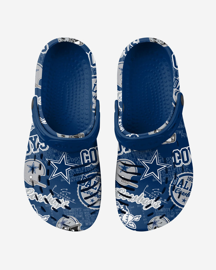 Dallas Cowboys Historic Print Clog With Strap FOCO - FOCO.com