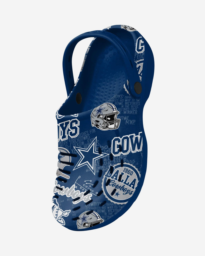 Dallas Cowboys Historic Print Clog With Strap FOCO - FOCO.com