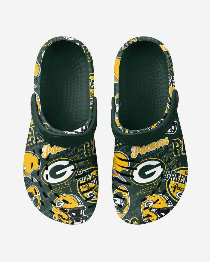 Green Bay Packers Historic Print Clog With Strap FOCO - FOCO.com