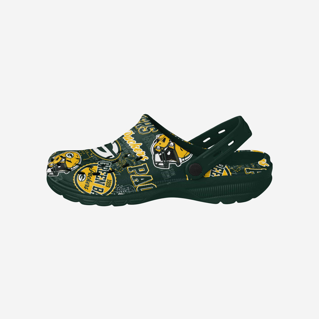 Green Bay Packers Historic Print Clog With Strap FOCO S - FOCO.com