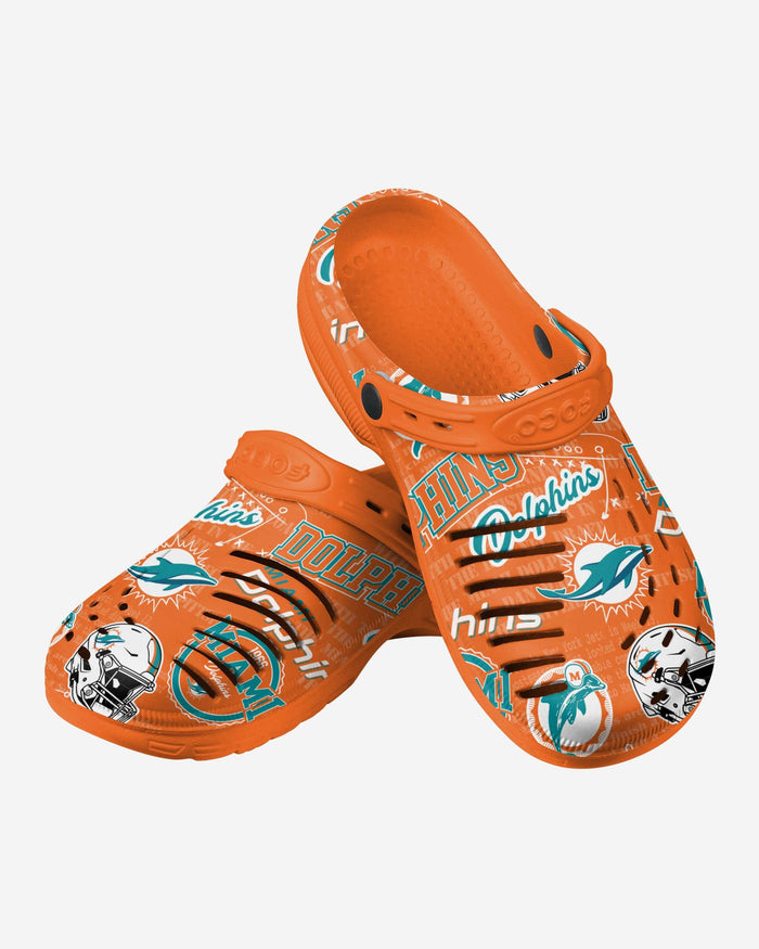 Miami Dolphins Historic Print Clog With Strap FOCO - FOCO.com