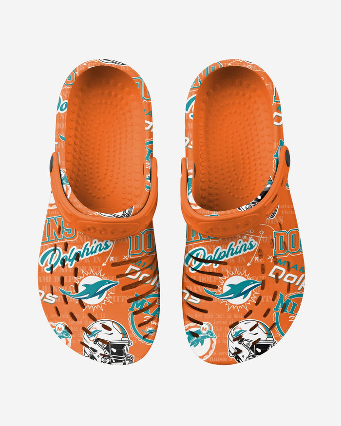 Miami Dolphins Historic Print Clog With Strap FOCO - FOCO.com