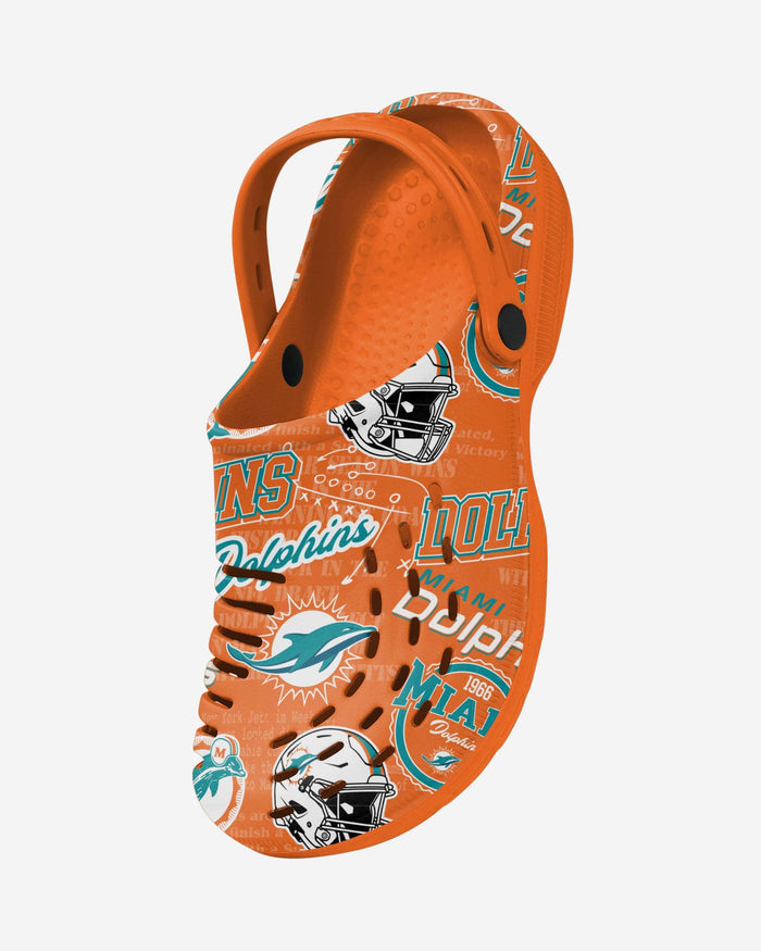 Miami Dolphins Historic Print Clog With Strap FOCO - FOCO.com