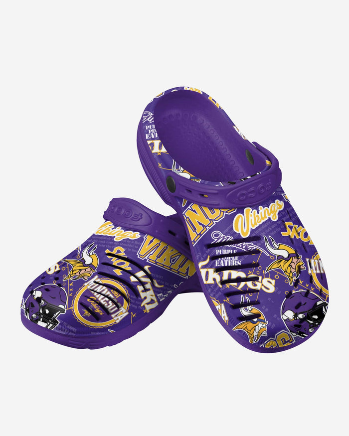 Minnesota Vikings Historic Print Clog With Strap FOCO - FOCO.com