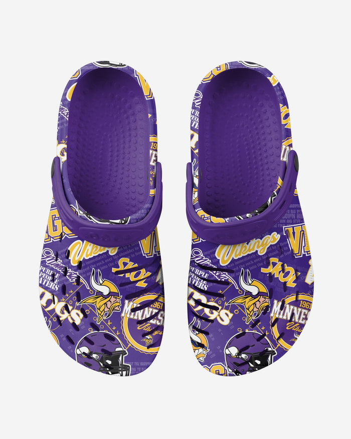 Minnesota Vikings Historic Print Clog With Strap FOCO - FOCO.com