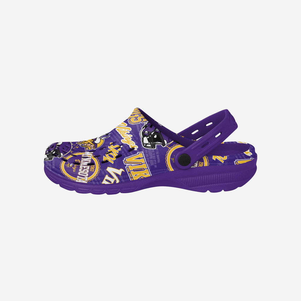 Minnesota Vikings Historic Print Clog With Strap FOCO S - FOCO.com