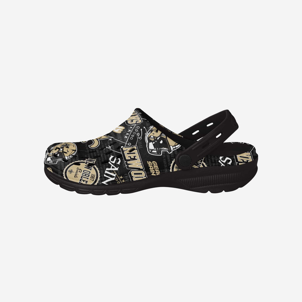 New Orleans Saints Historic Print Clog With Strap FOCO S - FOCO.com