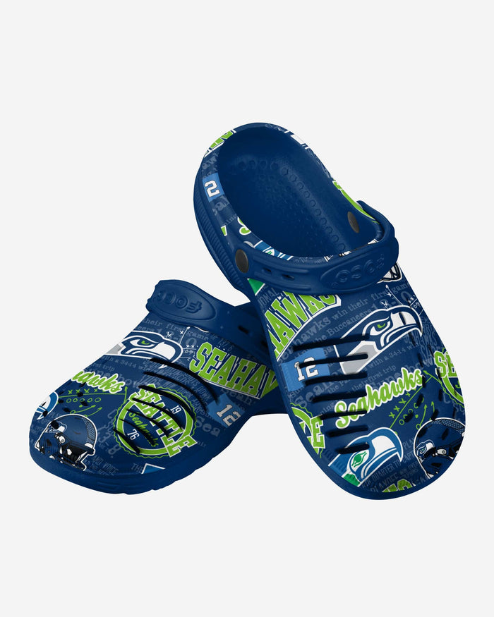 Seattle Seahawks Historic Print Clog With Strap FOCO - FOCO.com