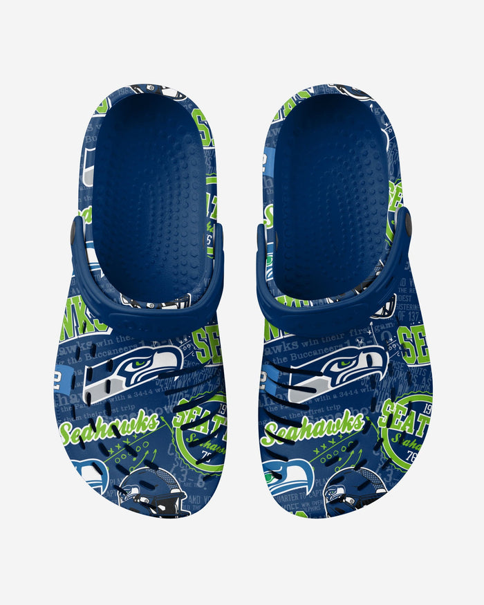 Seattle Seahawks Historic Print Clog With Strap FOCO - FOCO.com