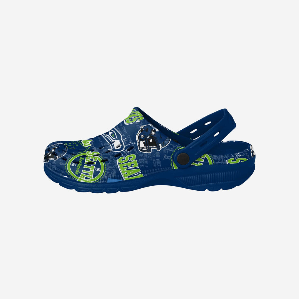 Seattle Seahawks Historic Print Clog With Strap FOCO S - FOCO.com