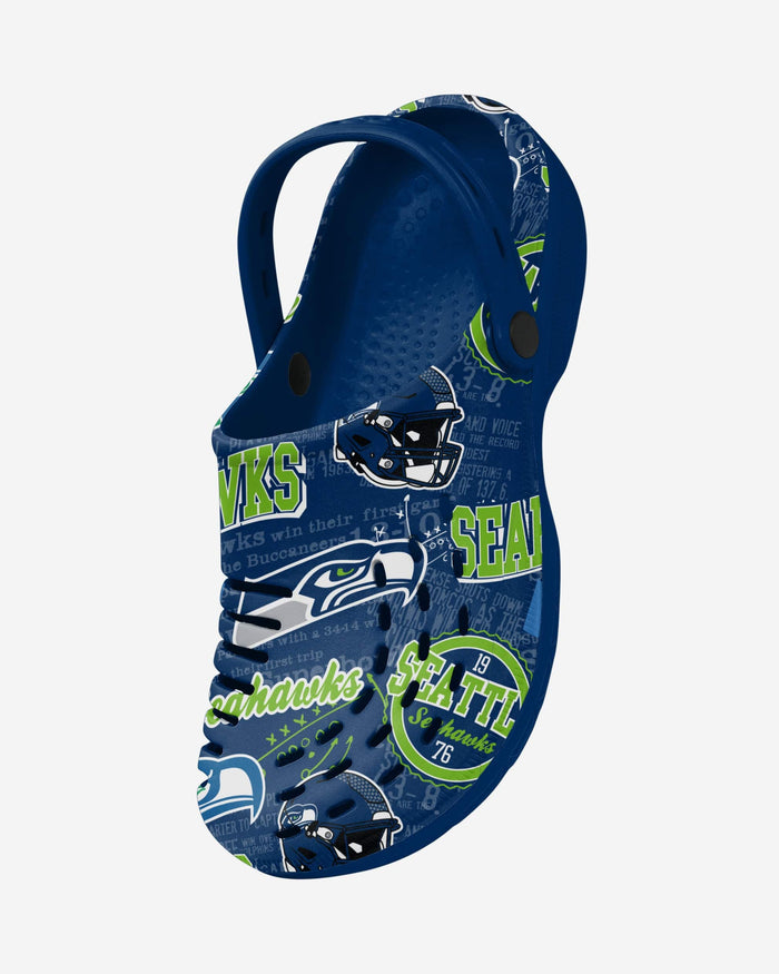 Seattle Seahawks Historic Print Clog With Strap FOCO - FOCO.com