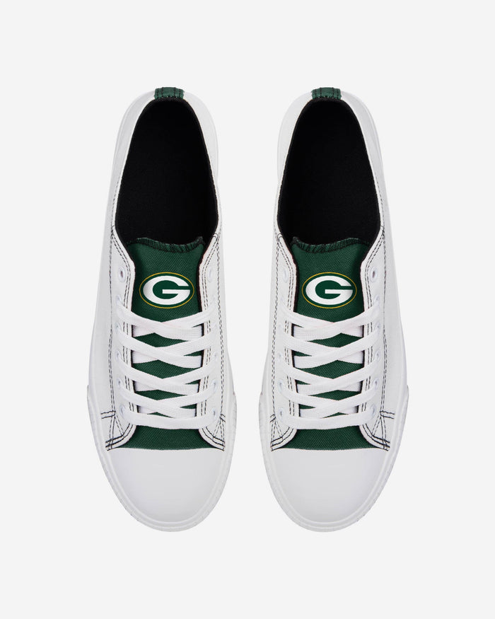 Green Bay Packers Low Top White Canvas Shoe FOCO - FOCO.com