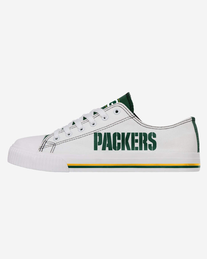 Green Bay Packers Low Top White Canvas Shoe FOCO 7 - FOCO.com