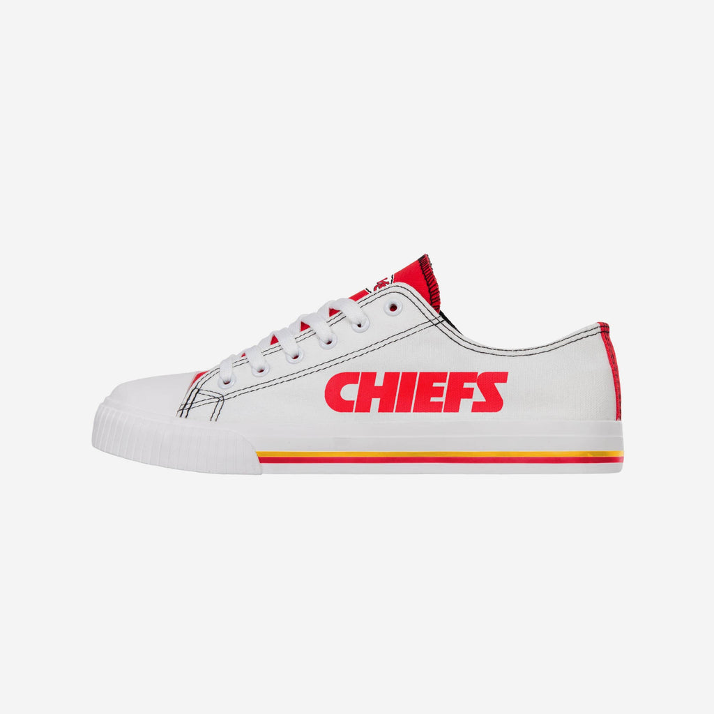 Kansas City Chiefs Low Top White Canvas Shoe FOCO 7 - FOCO.com