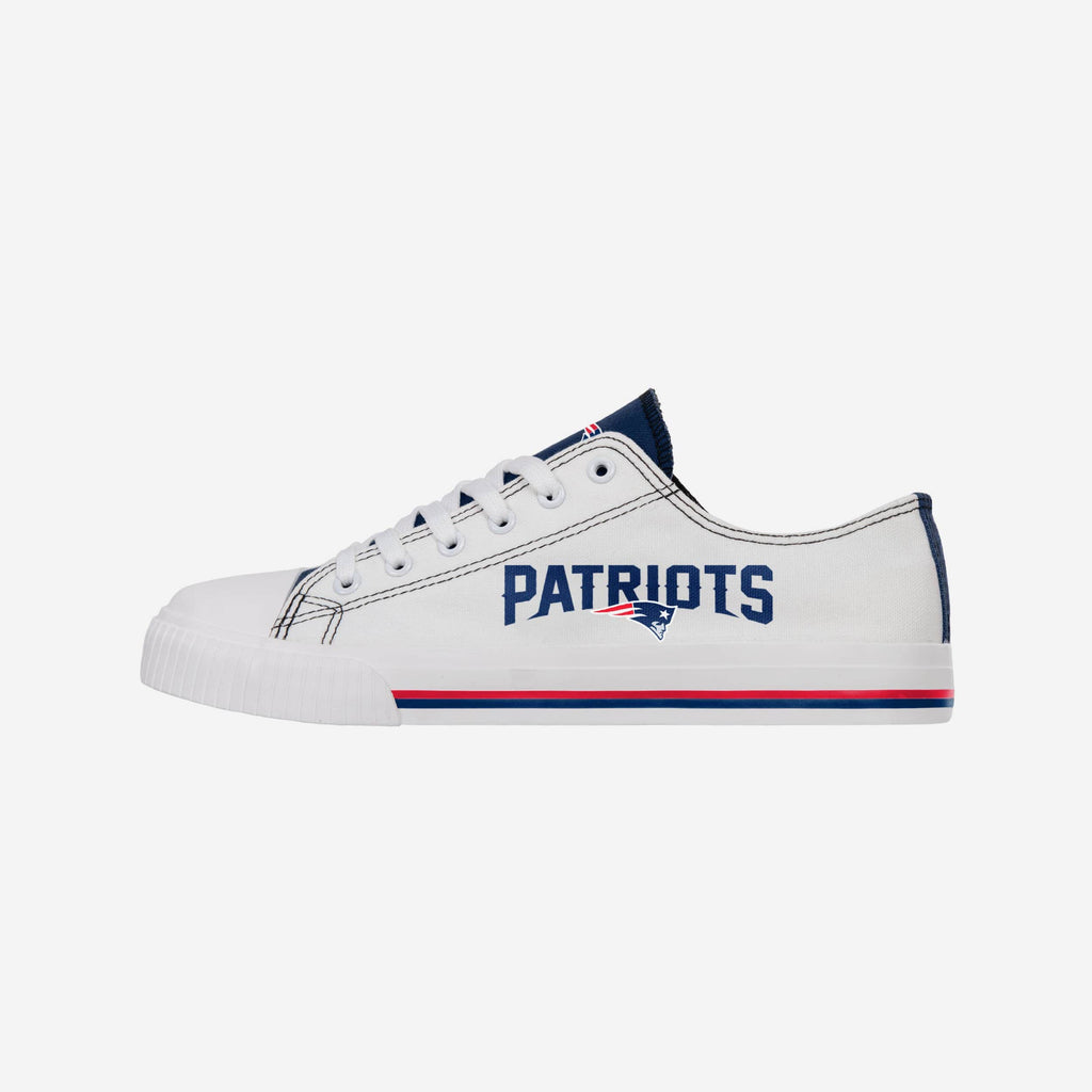 New England Patriots Low Top White Canvas Shoe FOCO 7 - FOCO.com