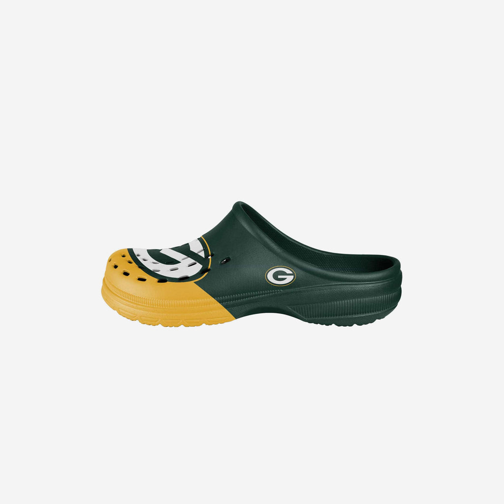 Green Bay Packers Youth Colorblock Big Logo Clog FOCO S - FOCO.com