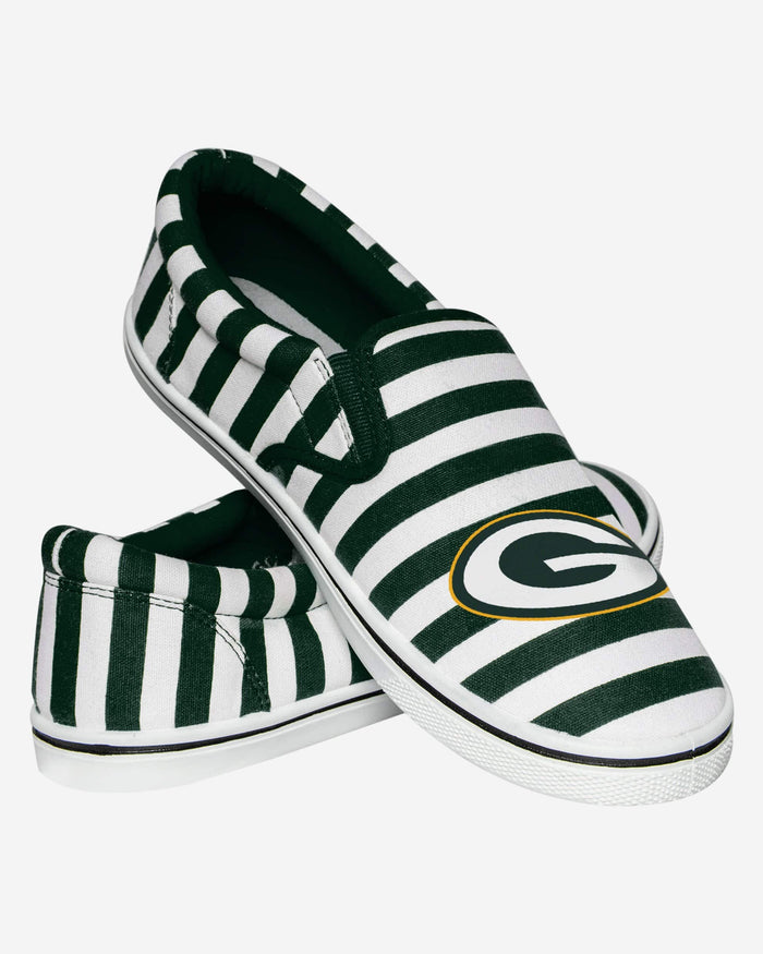 Green Bay Packers Striped Slip On Canvas Shoe FOCO - FOCO.com