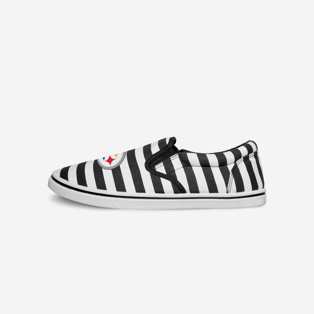 Pittsburgh Steelers Striped Slip On Canvas Shoe FOCO - FOCO.com