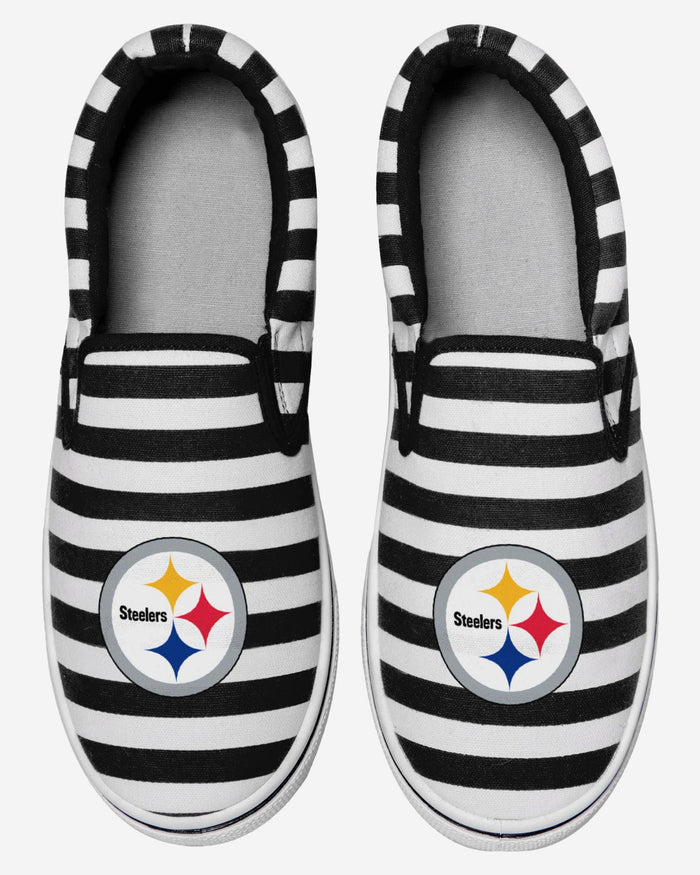 Pittsburgh Steelers Striped Slip On Canvas Shoe FOCO - FOCO.com