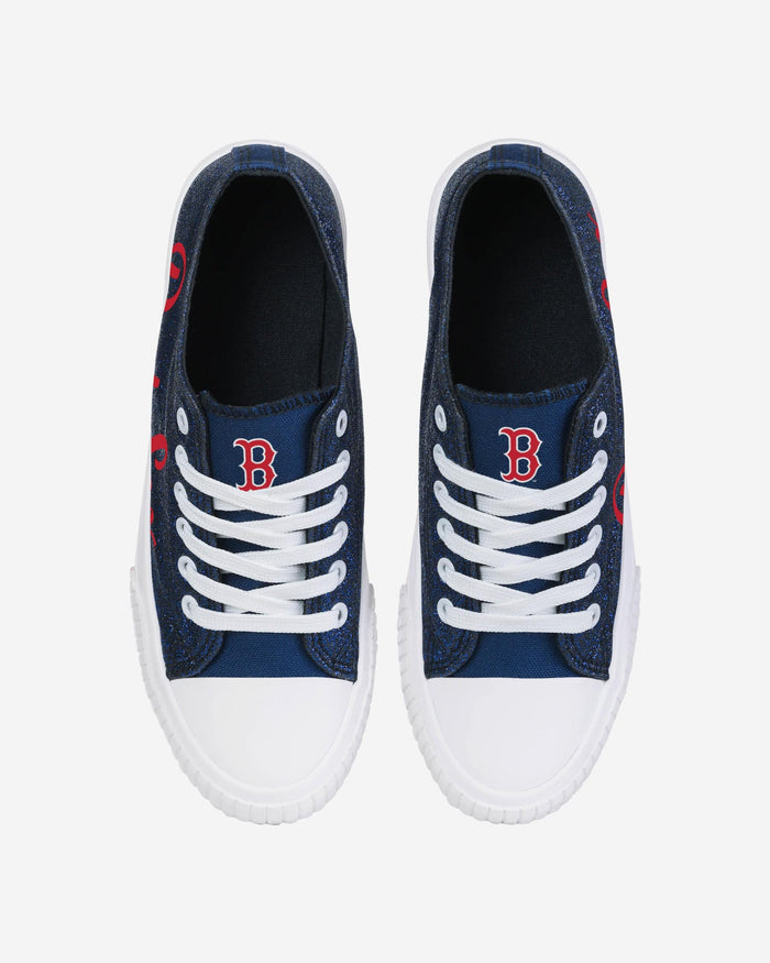 Boston Red Sox Womens Color Glitter Low Top Canvas Shoes FOCO - FOCO.com