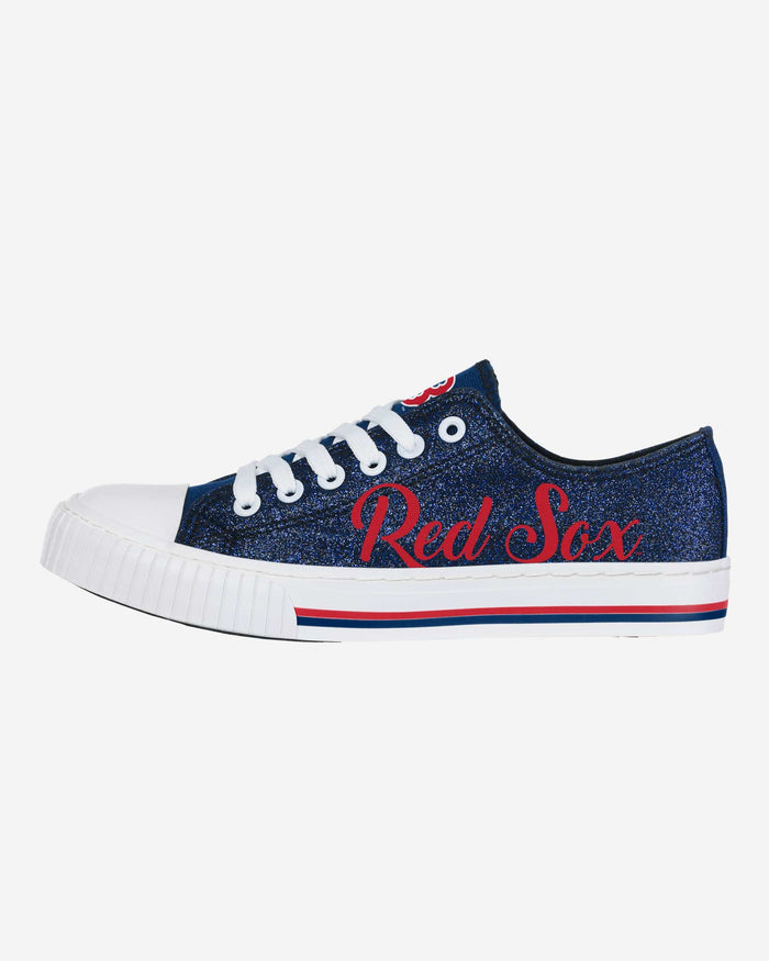 Boston Red Sox Womens Color Glitter Low Top Canvas Shoes FOCO 6 - FOCO.com