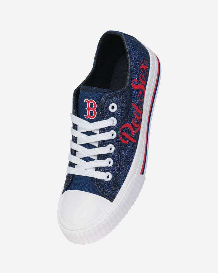 Boston Red Sox Womens Color Glitter Low Top Canvas Shoes FOCO - FOCO.com