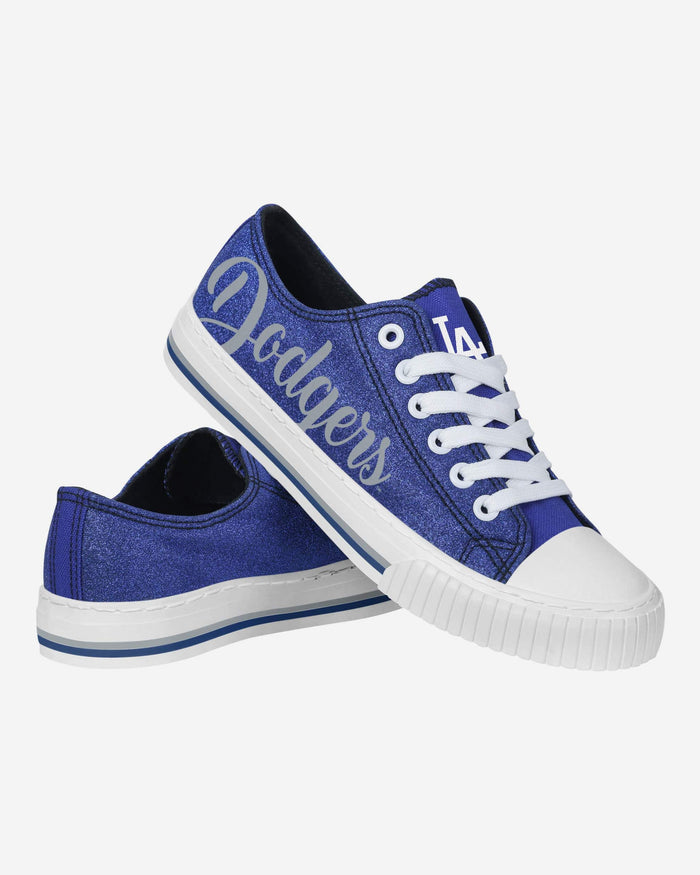 Los Angeles Dodgers Womens Color Glitter Low Top Canvas Shoes FOCO - FOCO.com