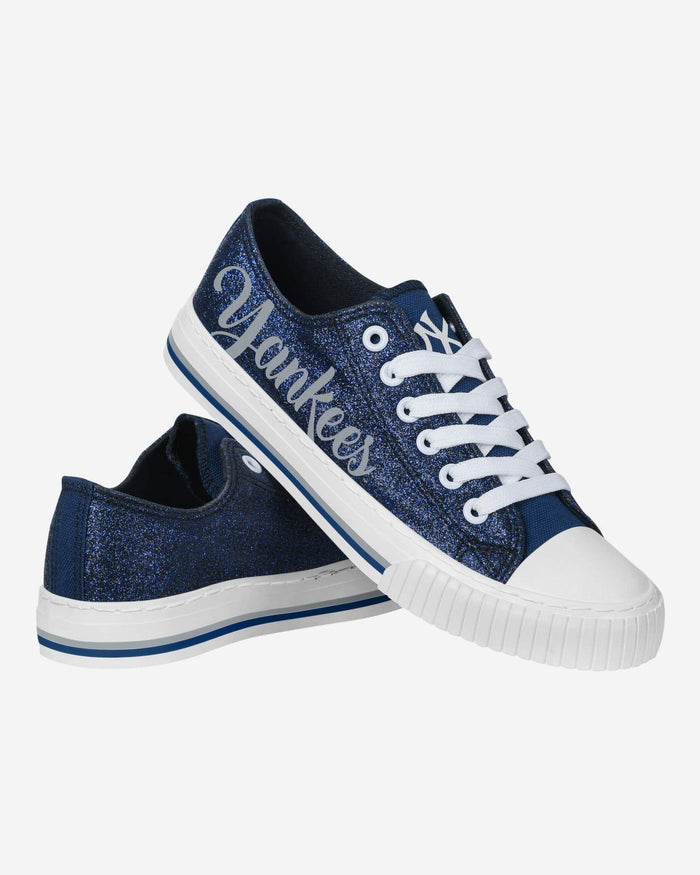 New York Yankees Womens Color Glitter Low Top Canvas Shoes FOCO - FOCO.com