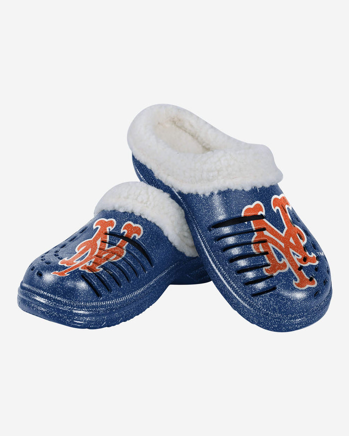 New York Mets Womens Sherpa Lined Glitter Clog FOCO - FOCO.com