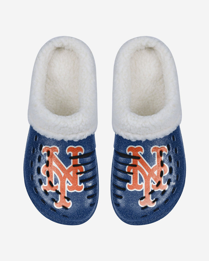 New York Mets Womens Sherpa Lined Glitter Clog FOCO - FOCO.com