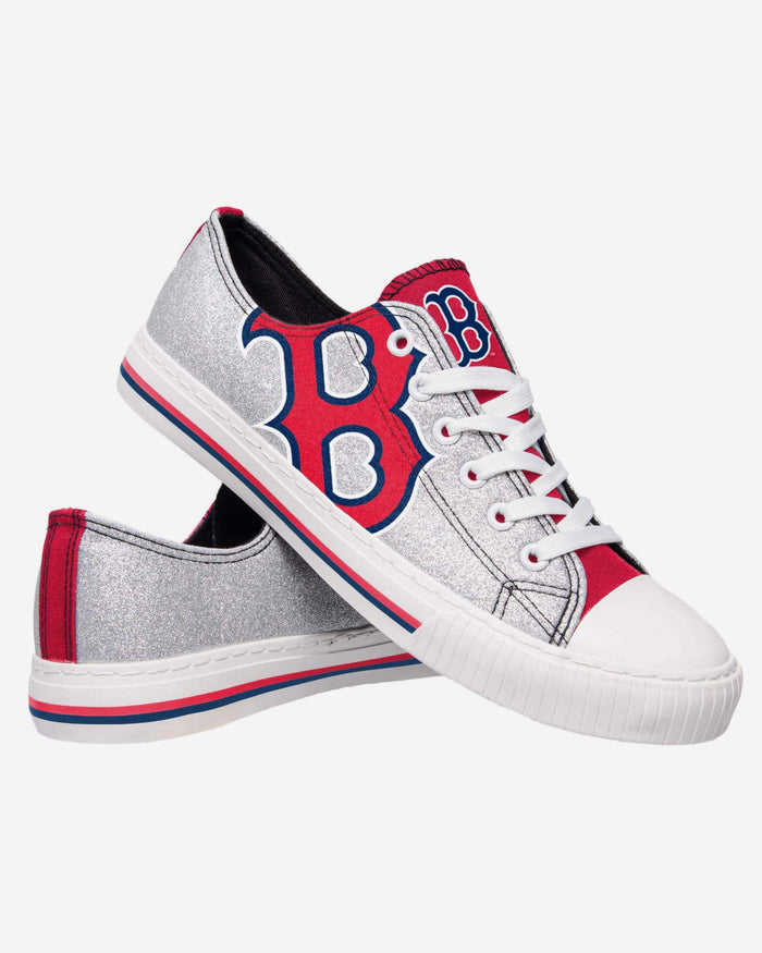 Boston Red Sox Womens Glitter Low Top Canvas Shoe FOCO - FOCO.com