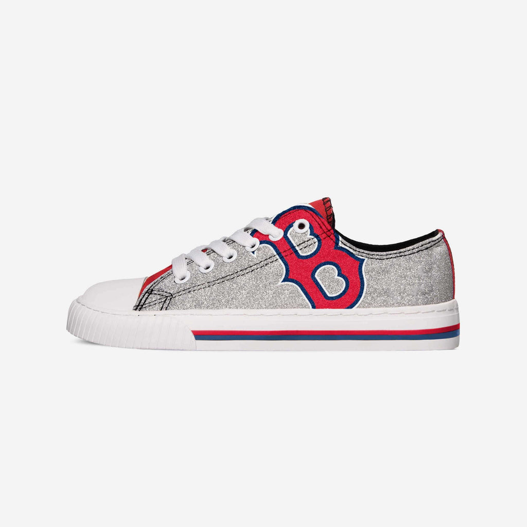 Boston Red Sox Womens Glitter Low Top Canvas Shoe FOCO 6 - FOCO.com