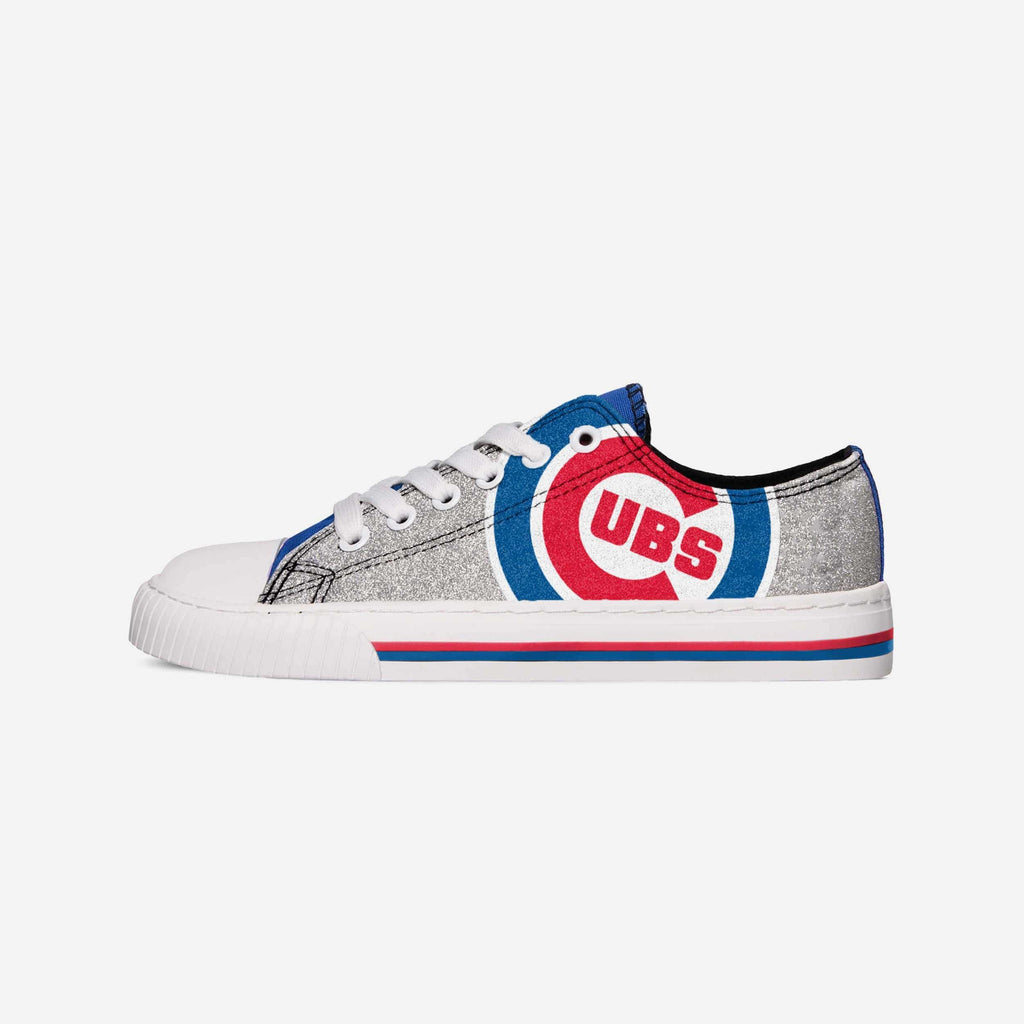 Chicago Cubs Womens Glitter Low Top Canvas Shoe FOCO 6 - FOCO.com