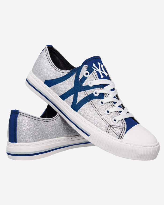 New York Yankees Womens Glitter Low Top Canvas Shoe FOCO - FOCO.com