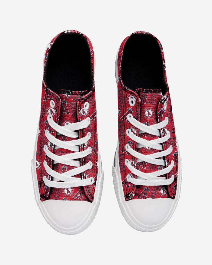 Los Angeles Angels Womens Low Top Repeat Print Canvas Shoe FOCO - FOCO.com