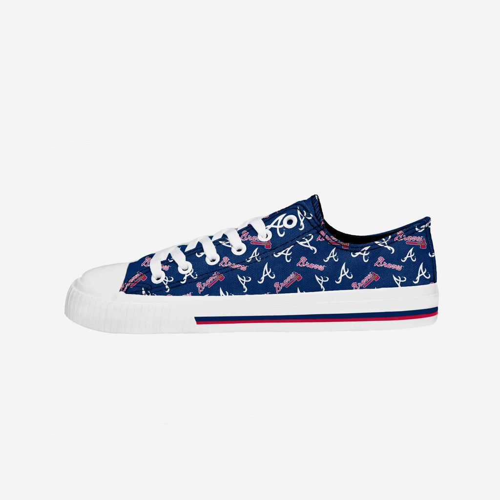 Atlanta Braves Womens Low Top Repeat Print Canvas Shoe FOCO - FOCO.com