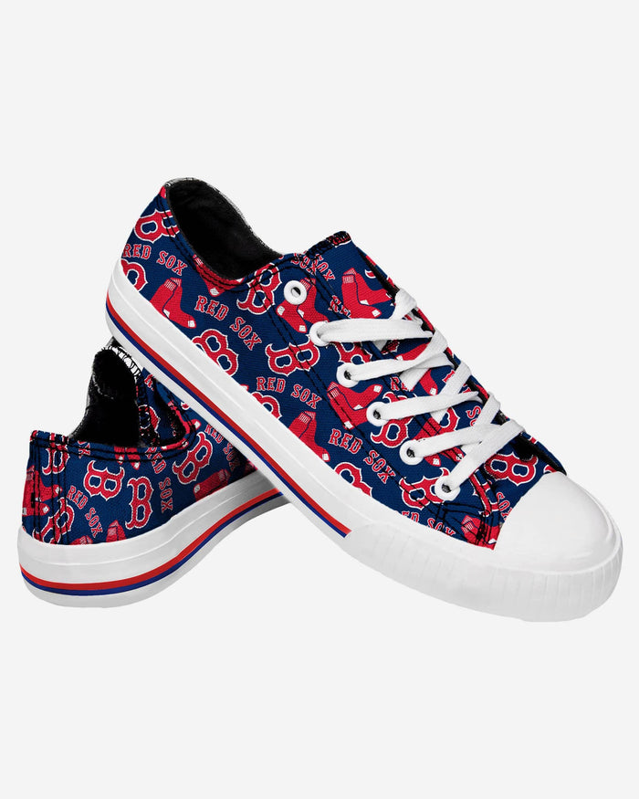 Boston Red Sox Womens Low Top Repeat Print Canvas Shoe FOCO - FOCO.com