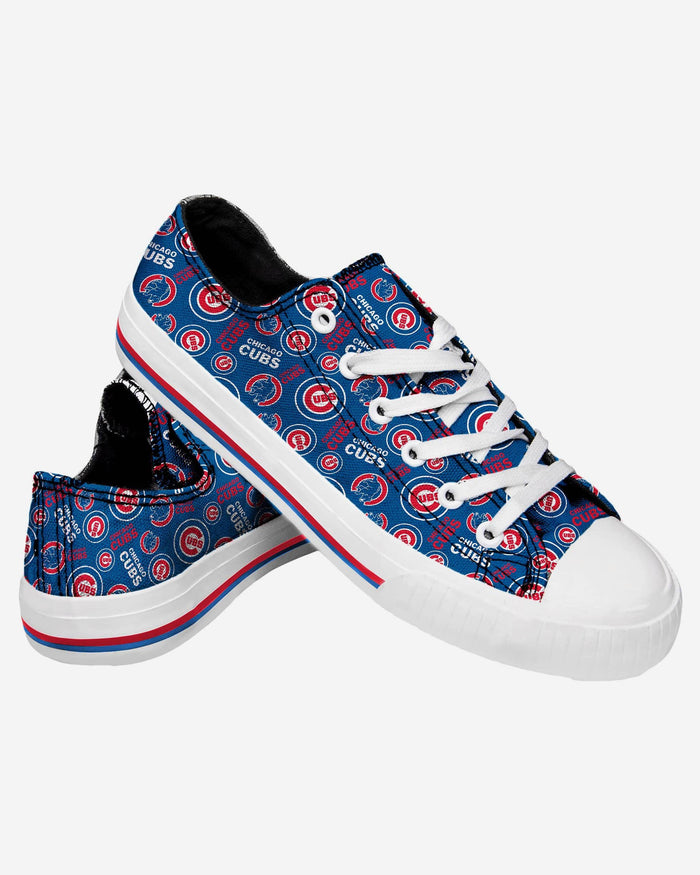 Chicago Cubs Womens Low Top Repeat Print Canvas Shoe FOCO - FOCO.com