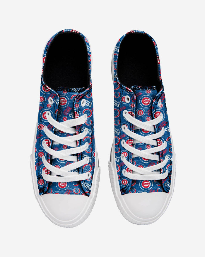 Chicago Cubs Womens Low Top Repeat Print Canvas Shoe FOCO - FOCO.com