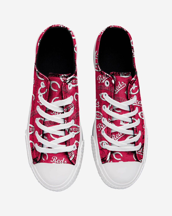 Cincinnati Reds Womens Low Top Repeat Print Canvas Shoe FOCO - FOCO.com