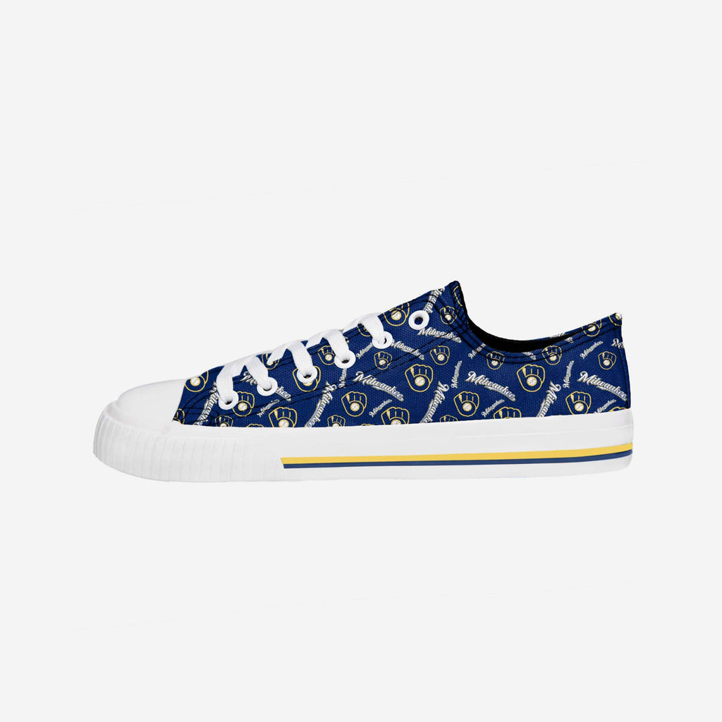 Milwaukee Brewers Womens Low Top Repeat Print Canvas Shoe FOCO - FOCO.com