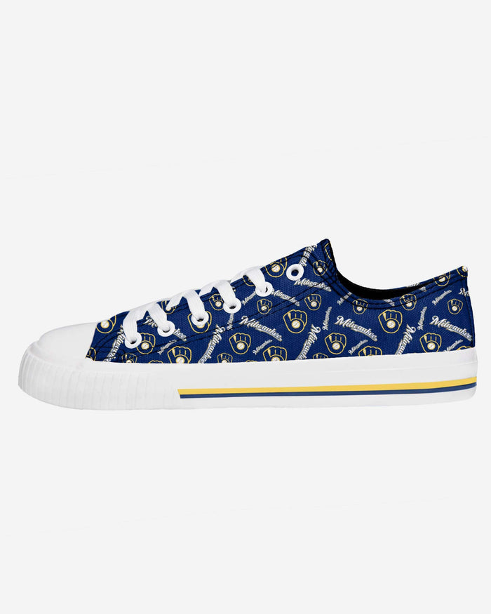 Milwaukee Brewers Womens Low Top Repeat Print Canvas Shoe FOCO - FOCO.com