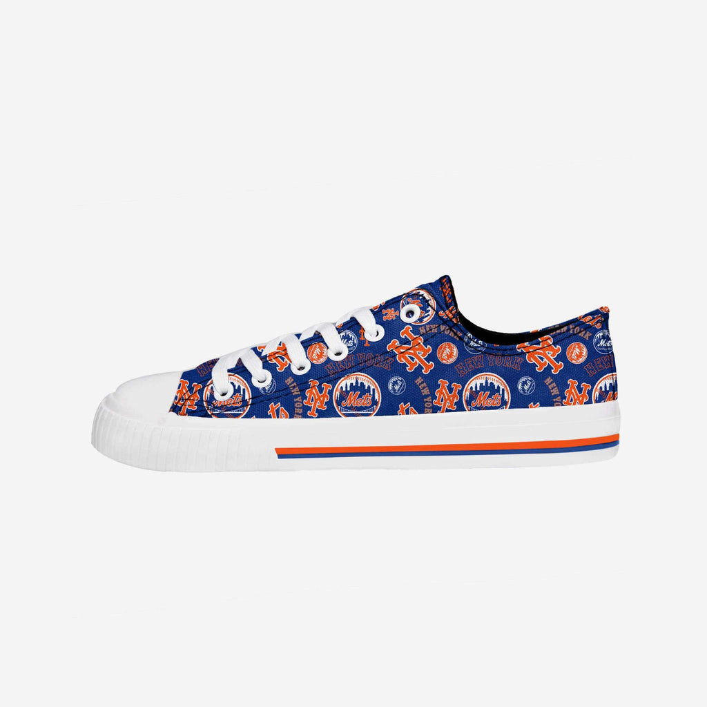 New York Mets Womens Low Top Repeat Print Canvas Shoe FOCO - FOCO.com