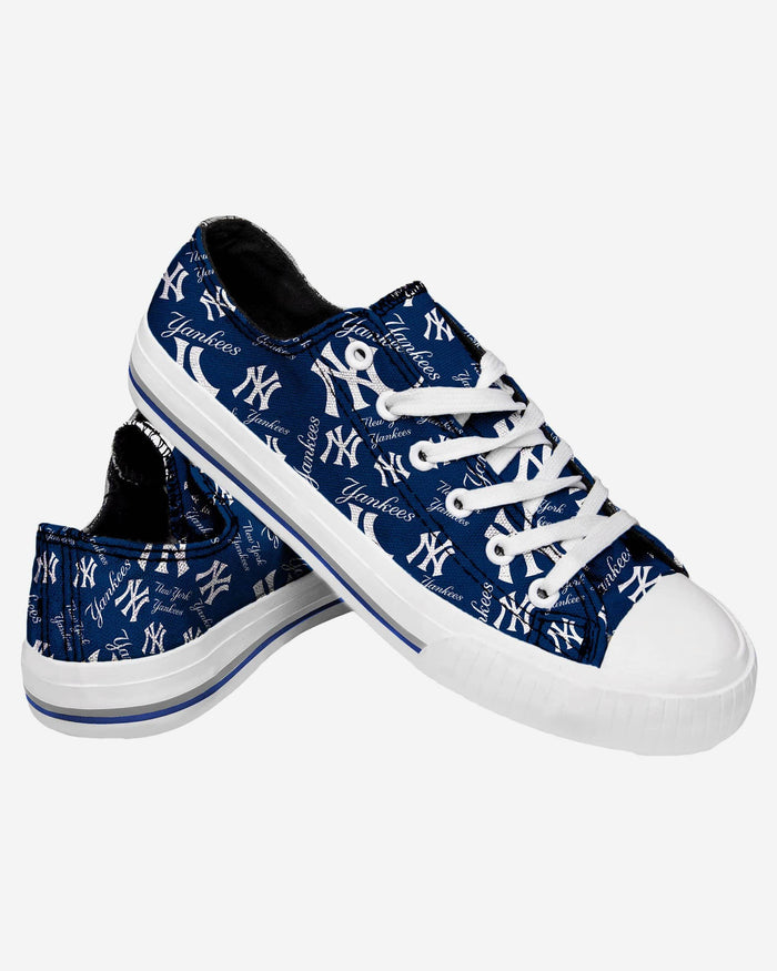 New York Yankees Womens Low Top Repeat Print Canvas Shoe FOCO - FOCO.com