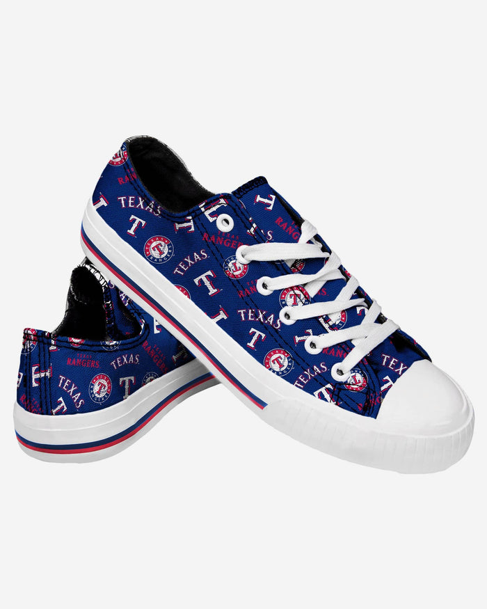 Texas Rangers Womens Low Top Repeat Print Canvas Shoe FOCO - FOCO.com